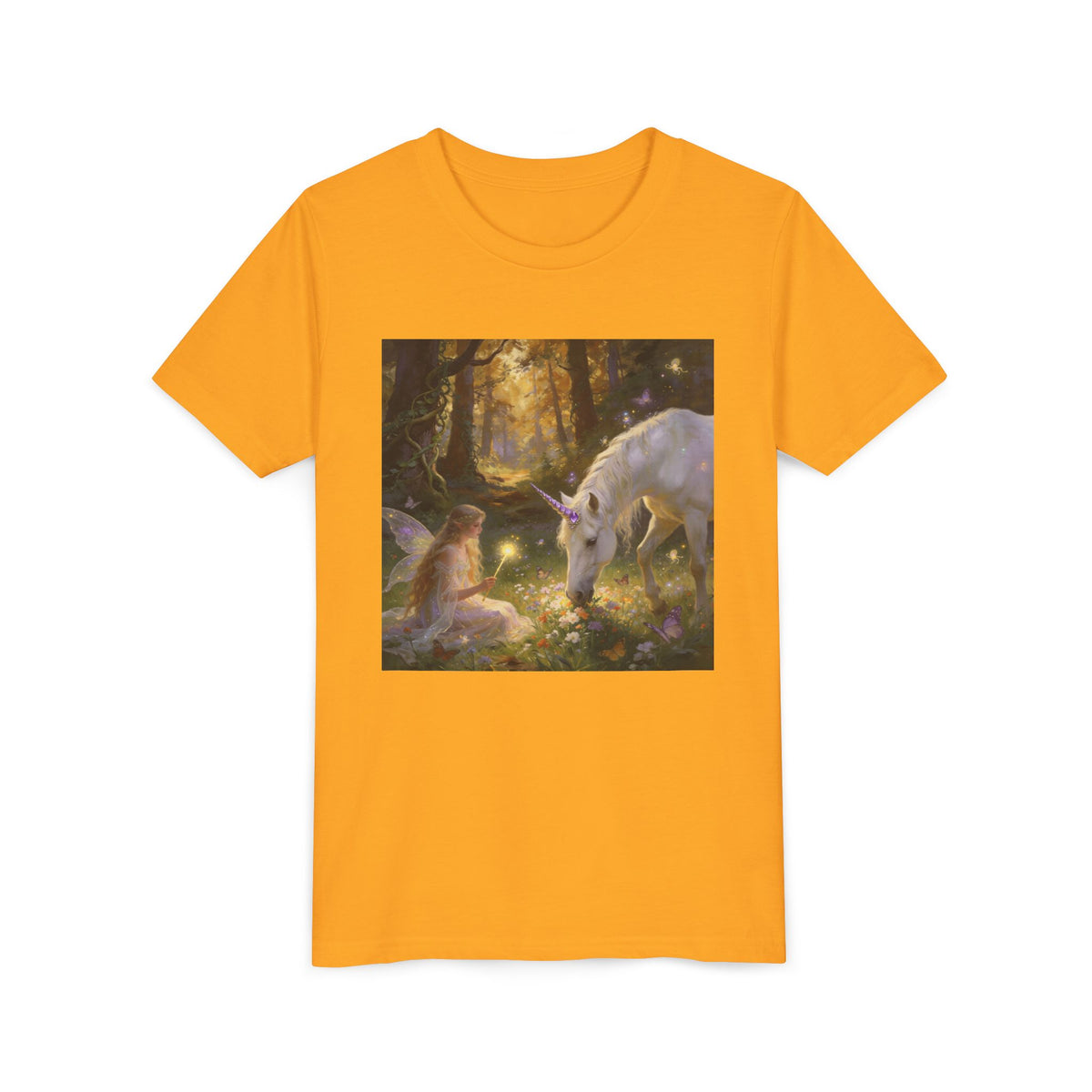 Youth Tee — Enchanted Forest Unicorn & Fairy Graphic
