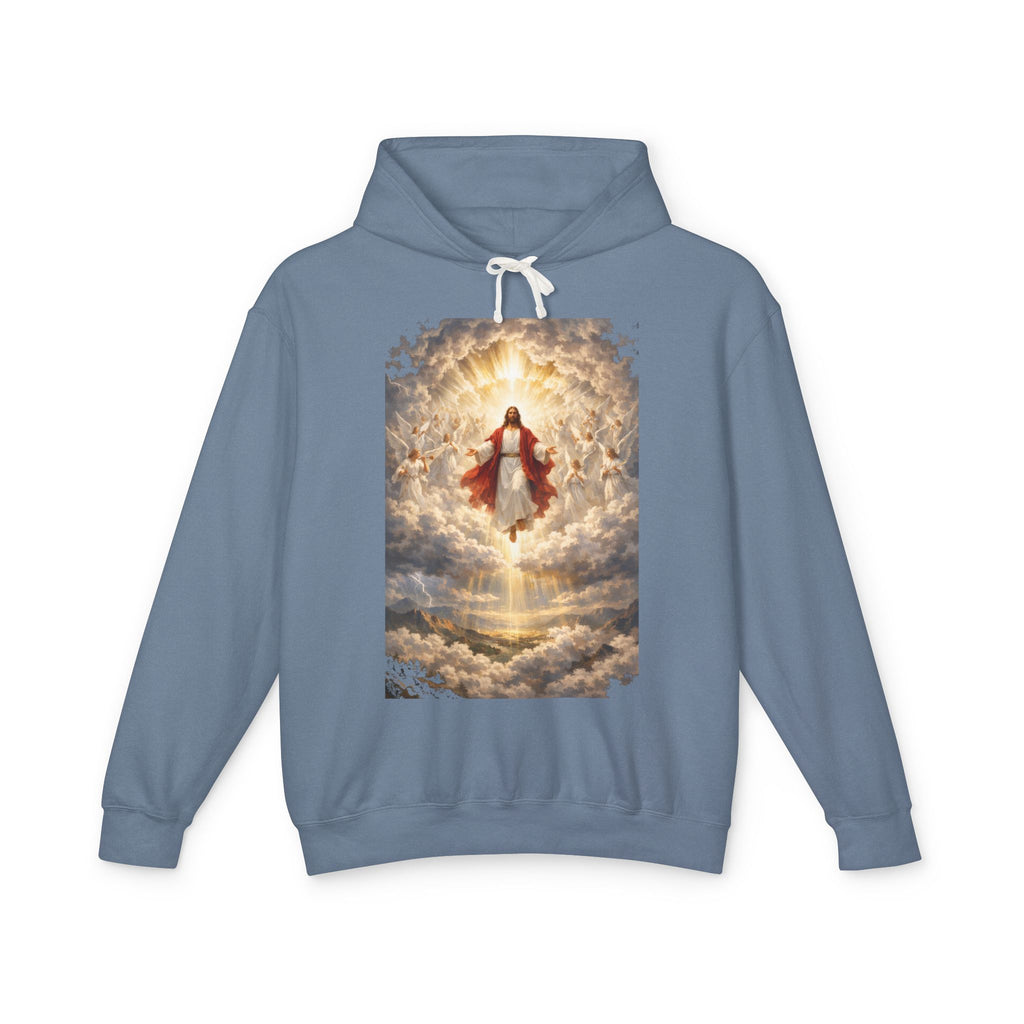 Christian Jesus Hoodie — Ascension Clouds Religious Graphic Sweatshirt