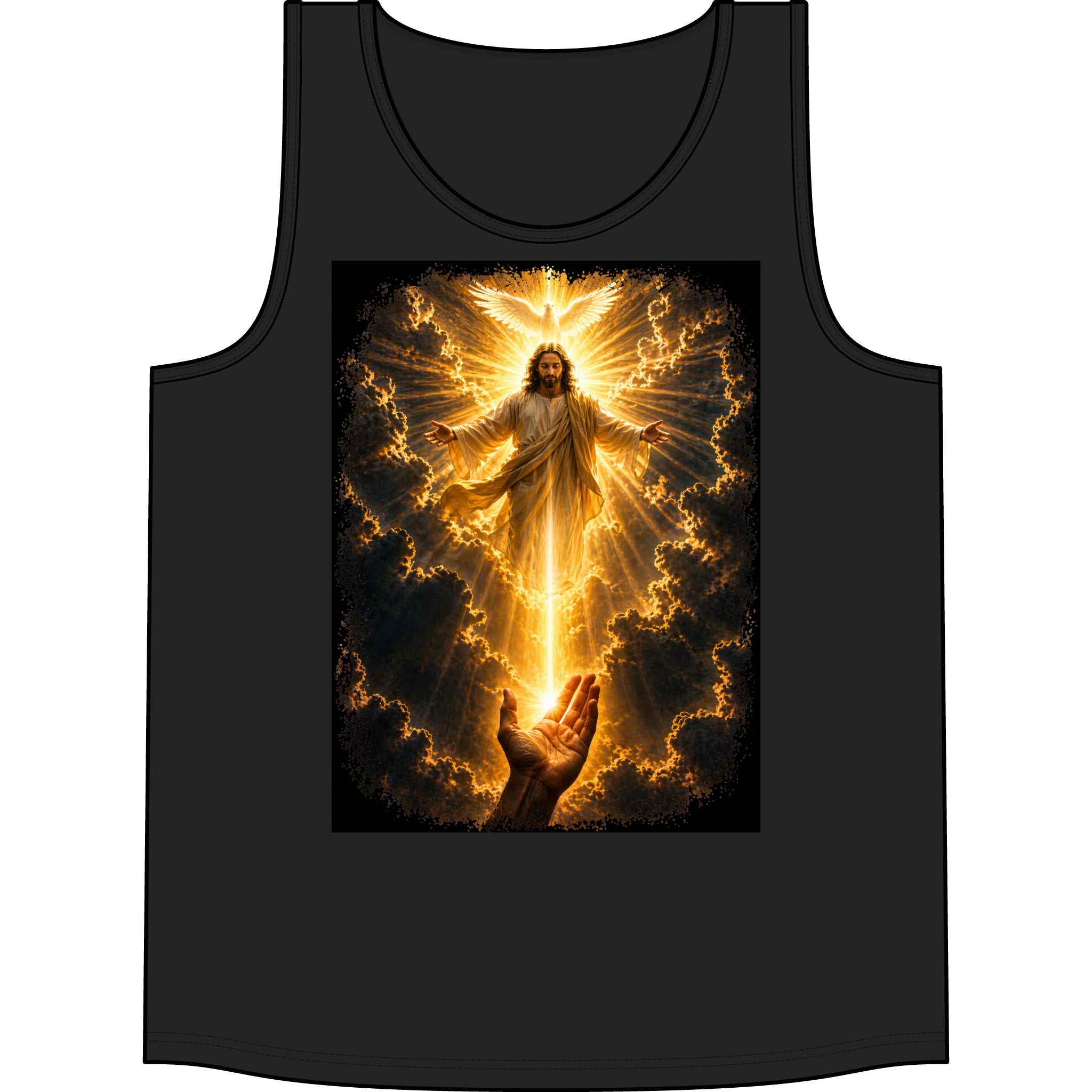 Jesus Ascension Tank Top — Glowing Resurrection Christian Faith Graphic Tank