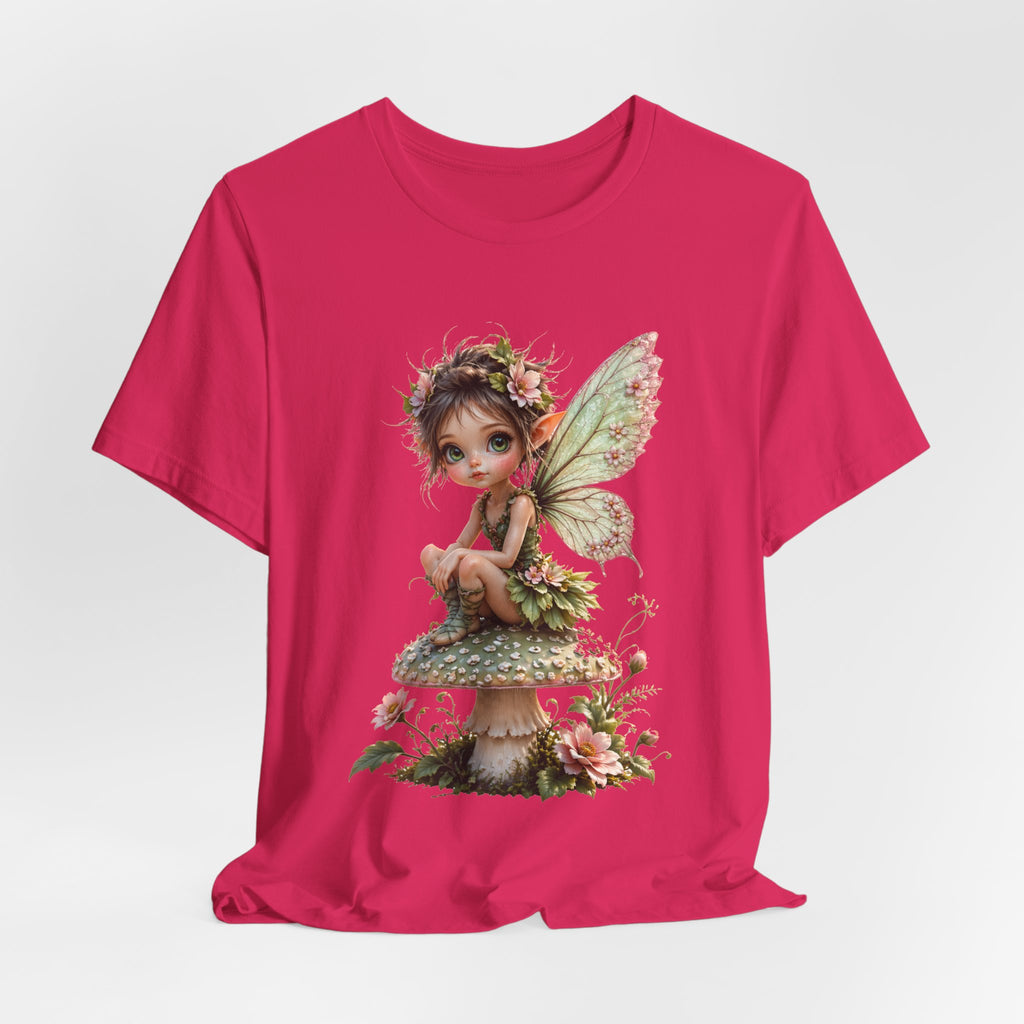 Fairy Mushroom Tee — Cute Woodland Fairy Sitting on Toadstool Graphic T-Shirt