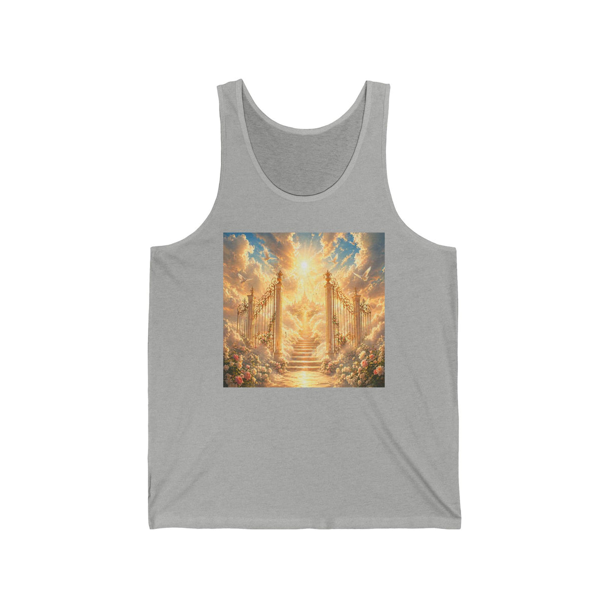 Heavenly Gates Sunset Tank Top — Spiritual Angelic Stairway Graphic