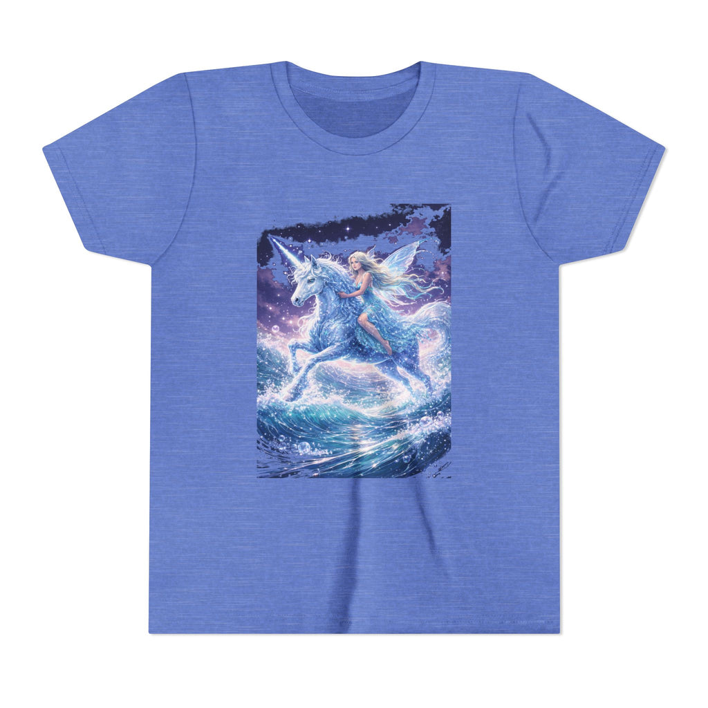 Youth Unicorn Tee — Magical Riding Mermaid on Ocean Wave