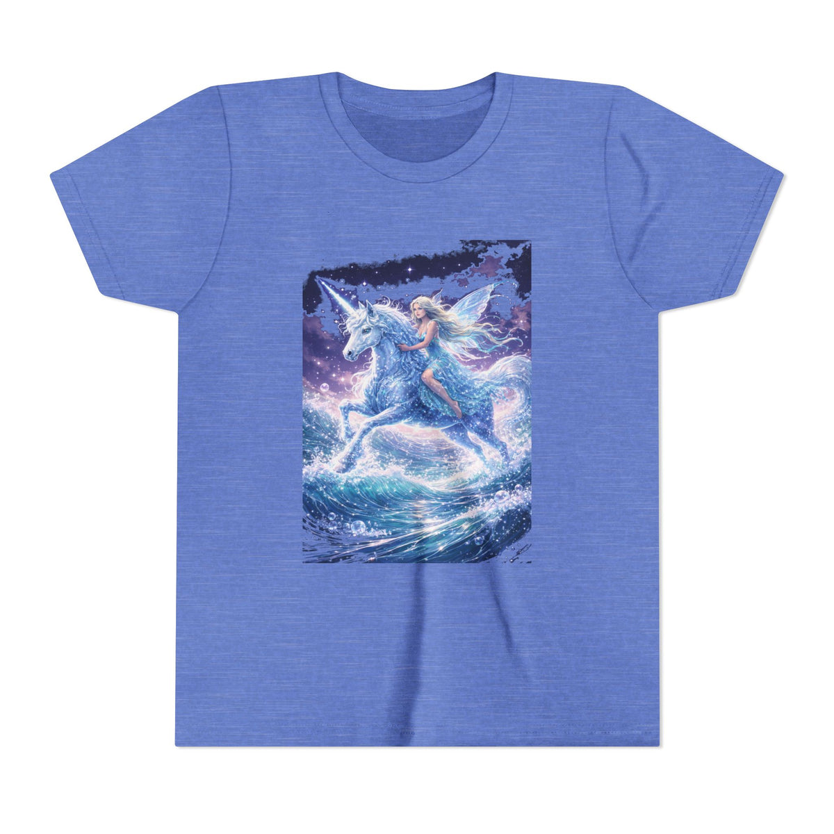 Youth Unicorn Tee — Magical Riding Mermaid on Ocean Wave