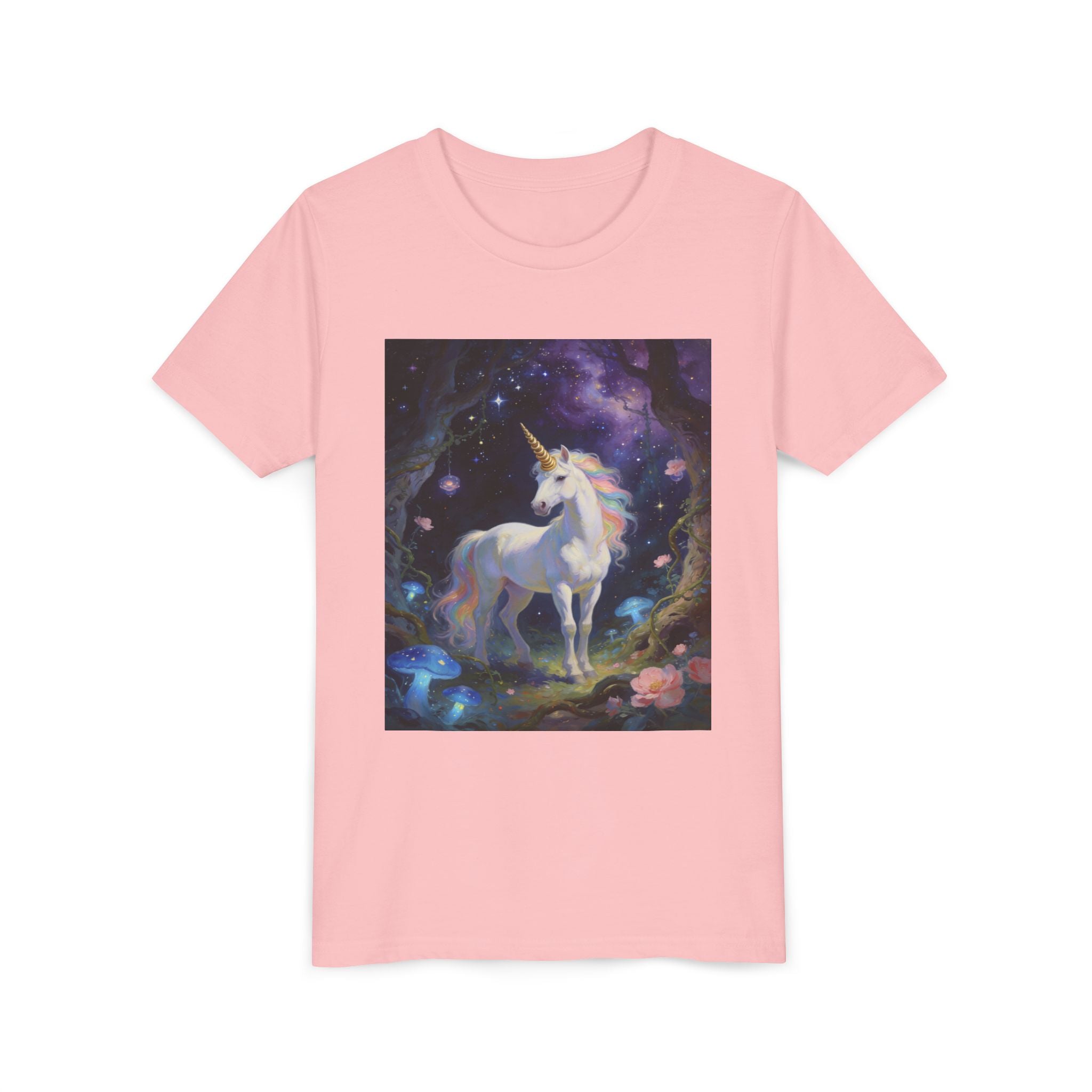 Youth Unicorn Tee — Magical Night Forest Unicorn Graphic Shirt