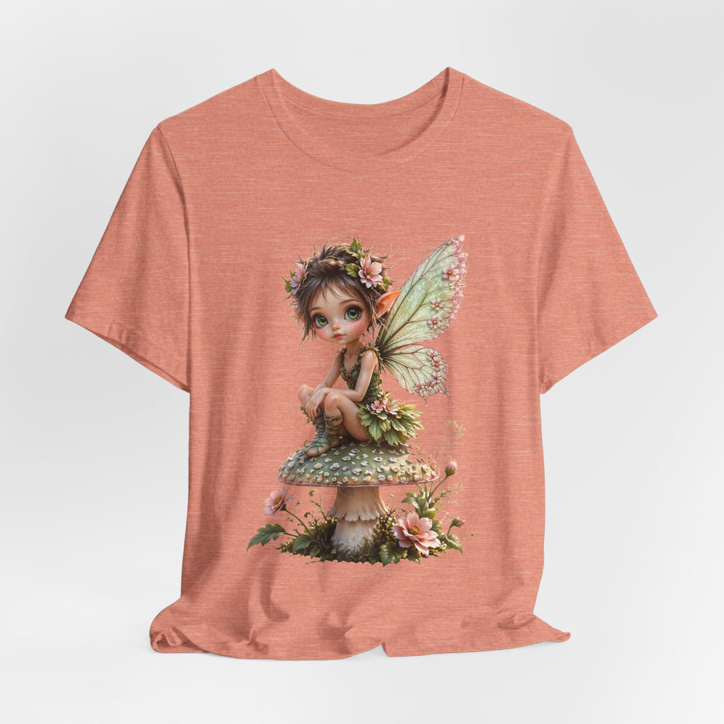 Fairy Mushroom Tee — Cute Woodland Fairy Sitting on Toadstool Graphic T-Shirt