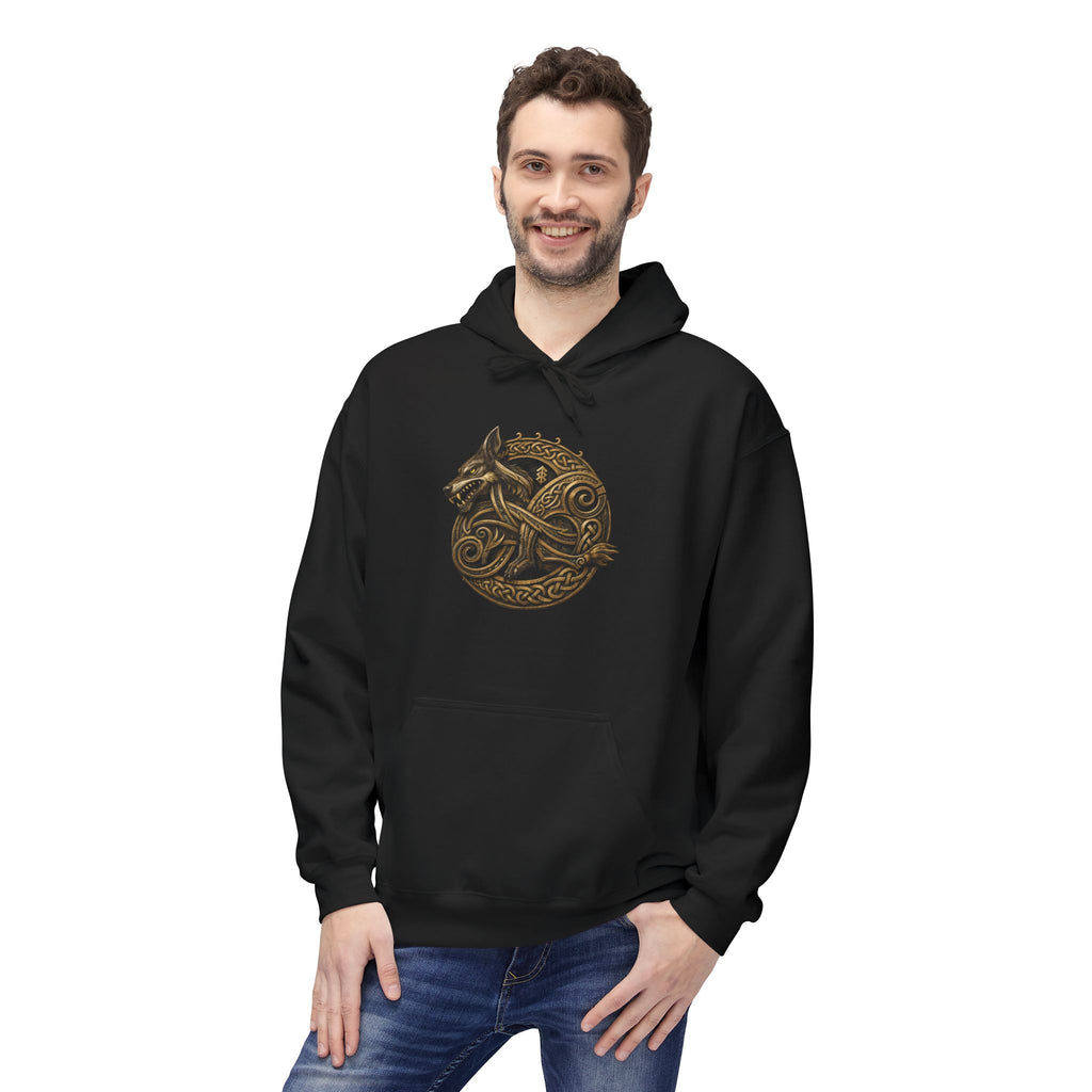 Norse mythology wolve Hoodie – Earth-Tone Celtic Wolf Graphic Pullover