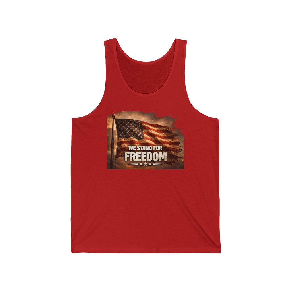 Freedom Flag Tank Top — "We Stand for Freedom" Patriotic American Flag Tank