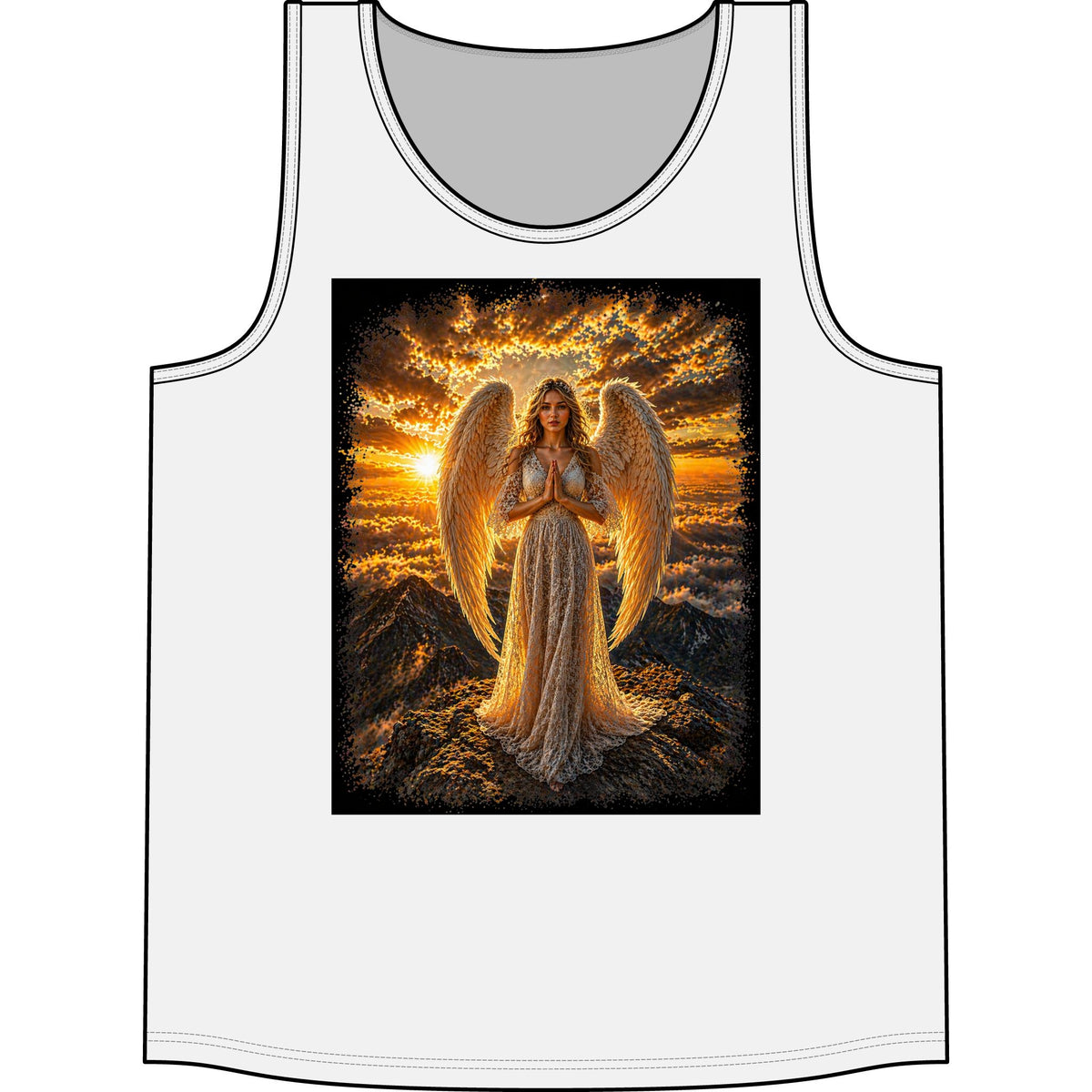 Golden Angel Tank Top — Radiant Prayer Graphic Tank