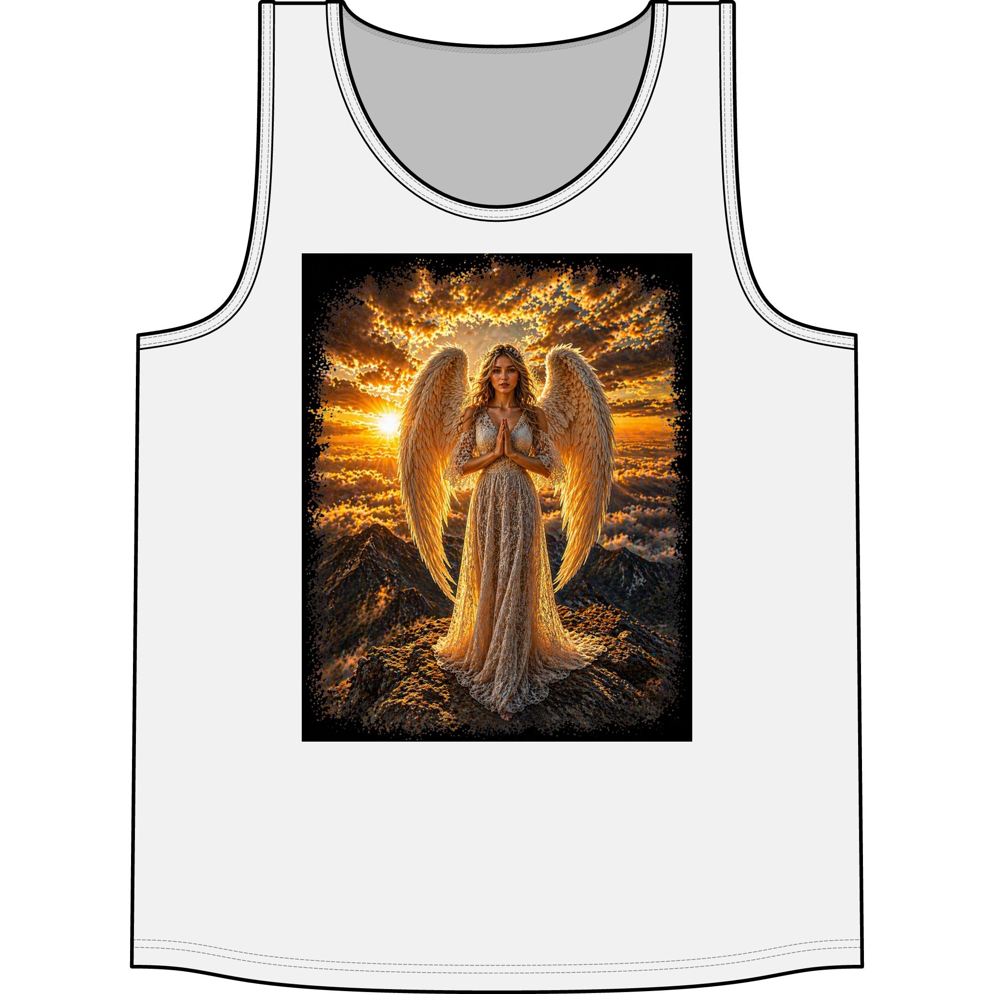 Golden Angel Tank Top — Radiant Prayer Graphic Tank