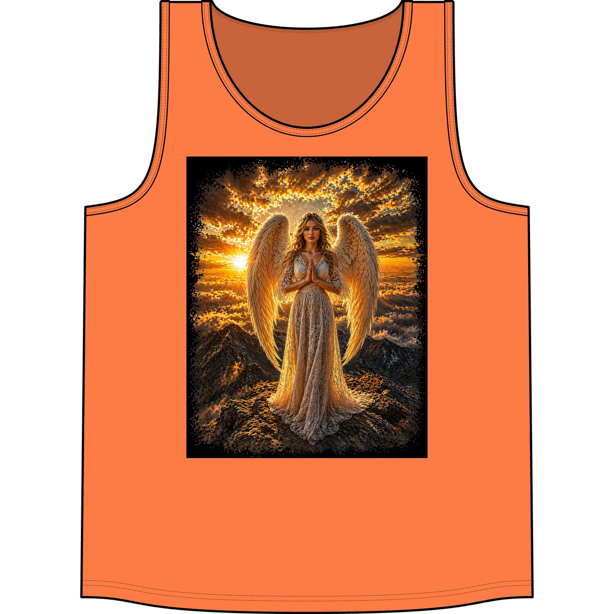 Golden Angel Tank Top — Radiant Prayer Graphic Tank