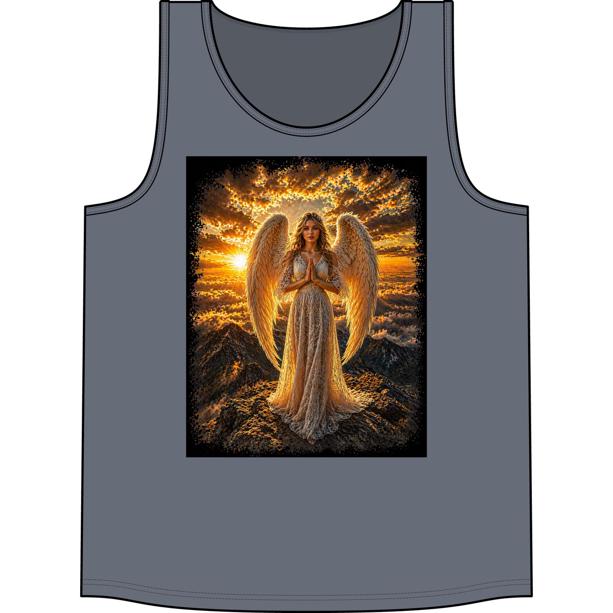 Golden Angel Tank Top — Radiant Prayer Graphic Tank