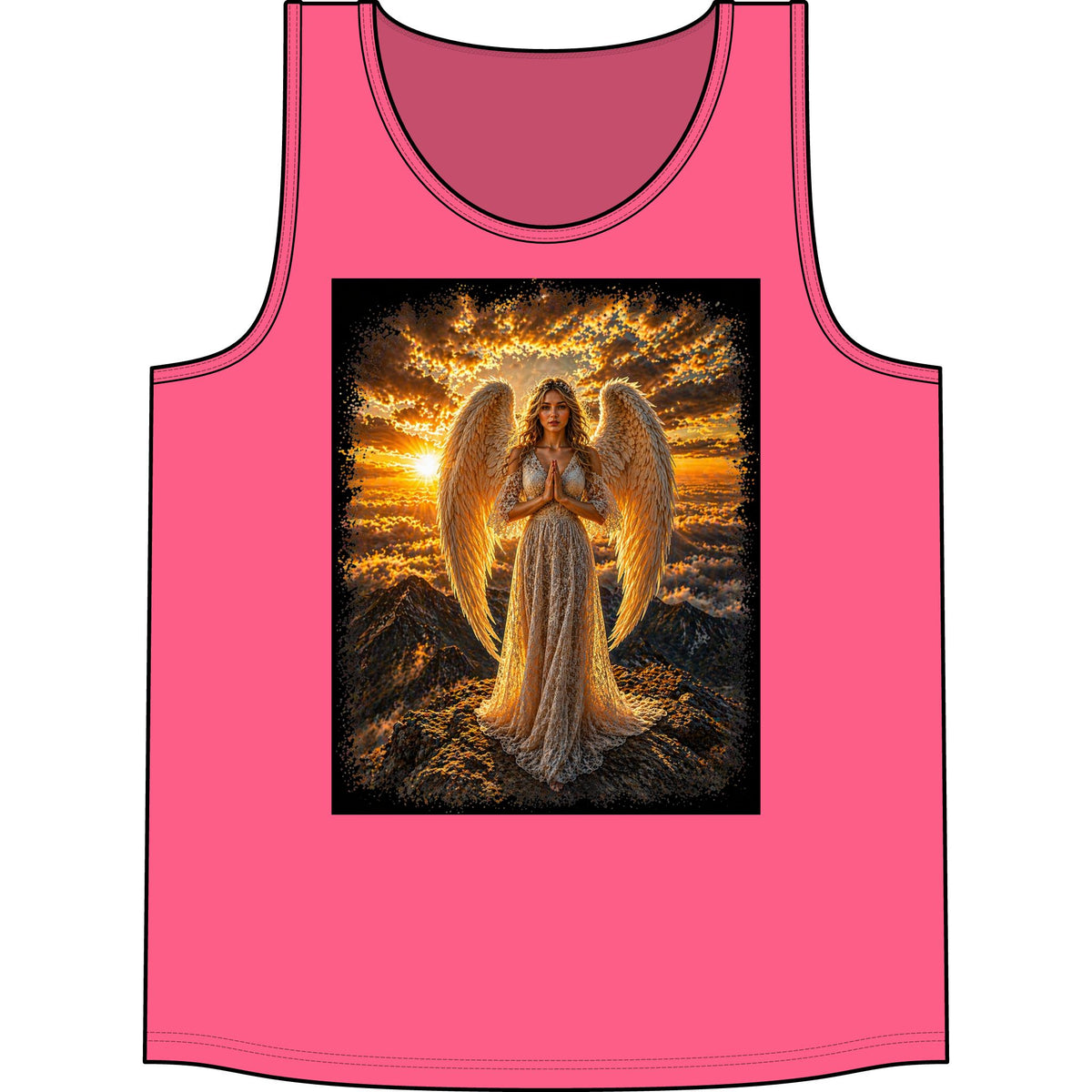 Golden Angel Tank Top — Radiant Prayer Graphic Tank