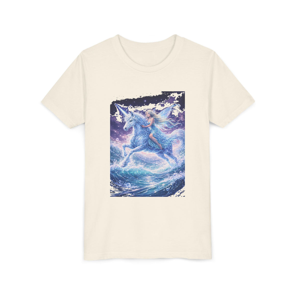 Youth Unicorn Tee — Magical Riding Mermaid on Ocean Wave