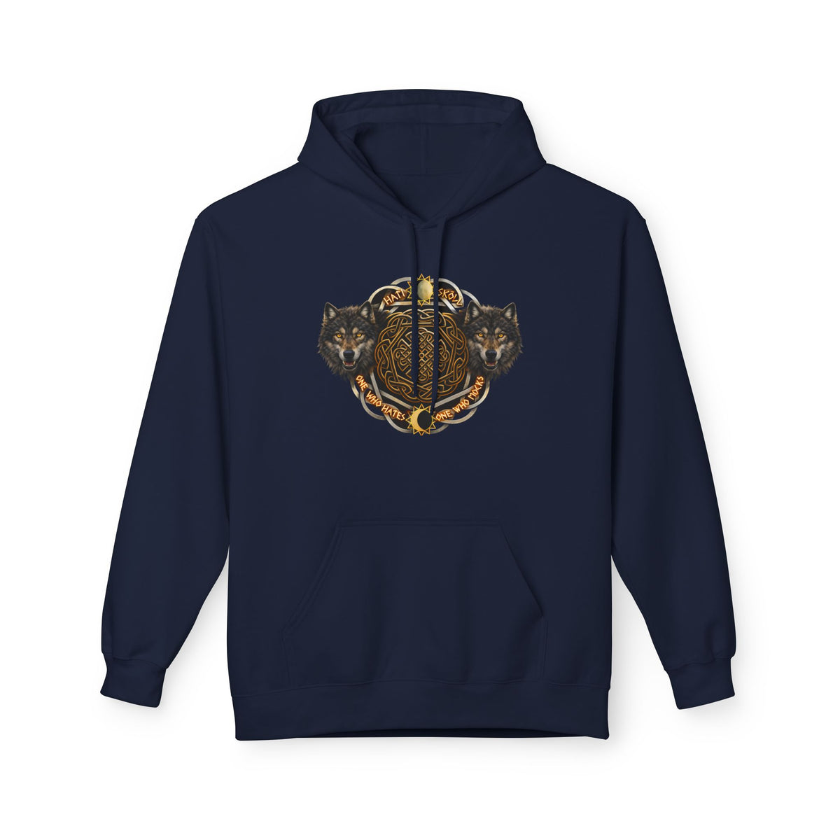 Skoll and Hati – The Wolves of the Sun and Moon-Hoodie — Rustic Wildlife Graphic Hooded Sweatshirt