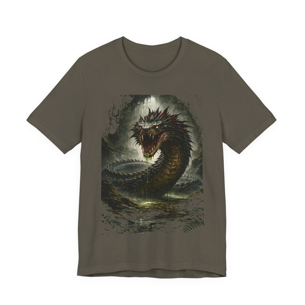 Basilisk Sea Serpent Graphic Tee — Dark Mythical Dragon Shirt