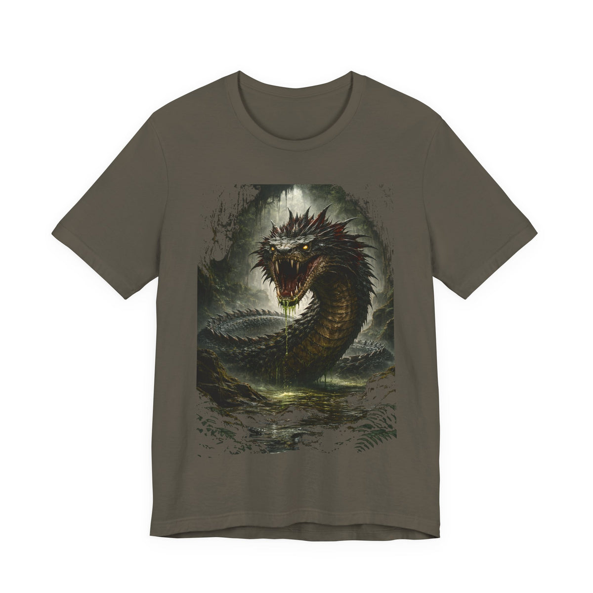 Basilisk Sea Serpent Graphic Tee — Dark Mythical Dragon Shirt