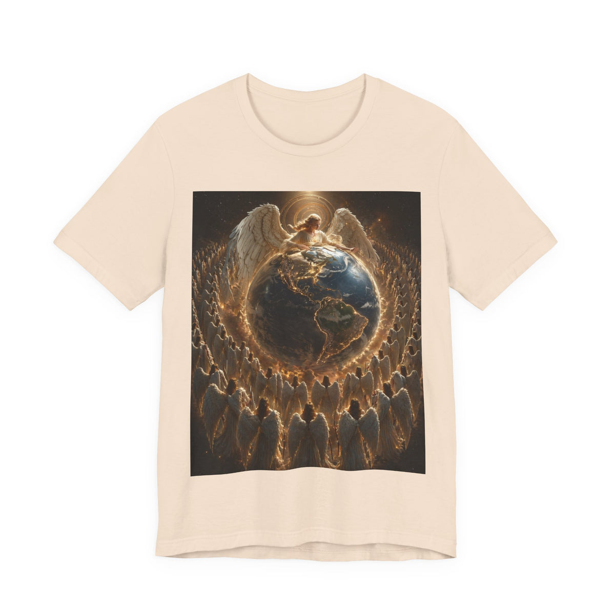 Angel Watching Over Earth T‑Shirt — Spiritual Guardian Globe Tee