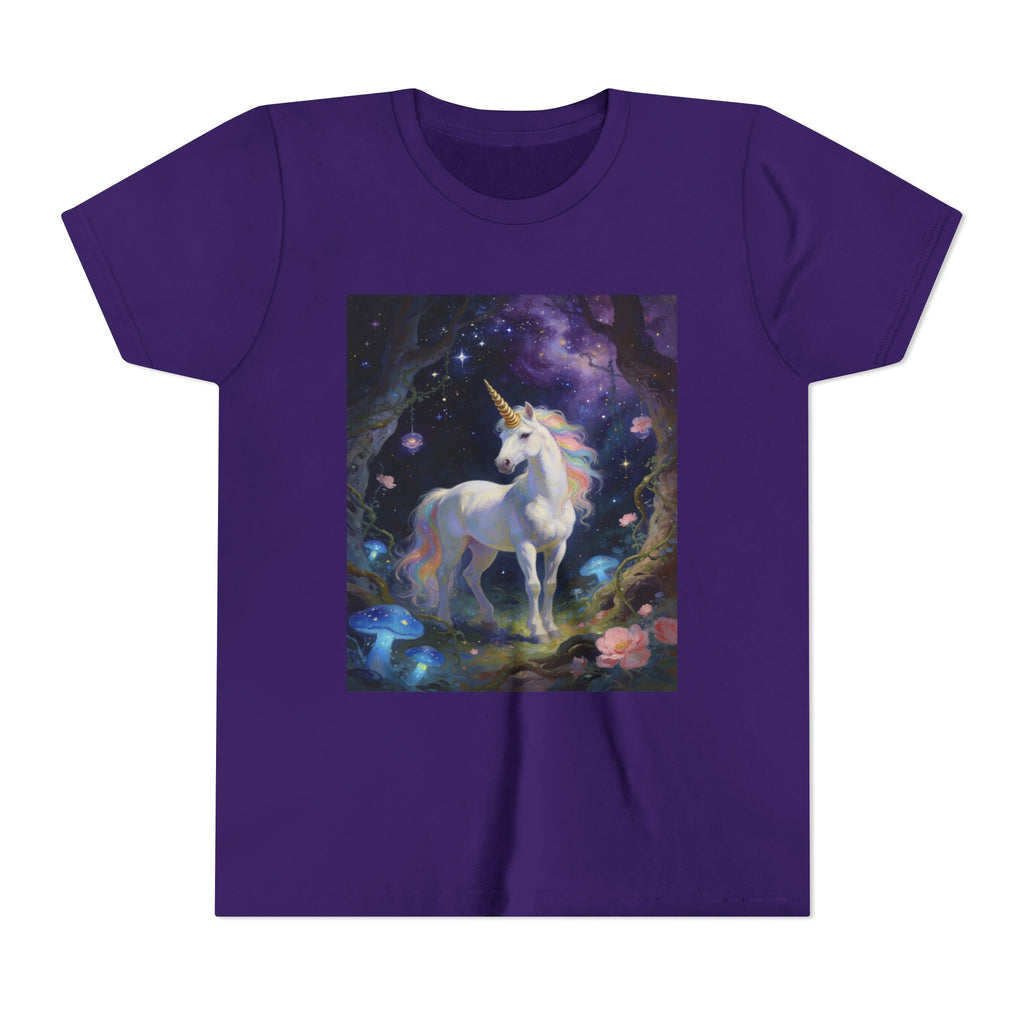 Youth Unicorn Tee — Magical Night Forest Unicorn Graphic Shirt