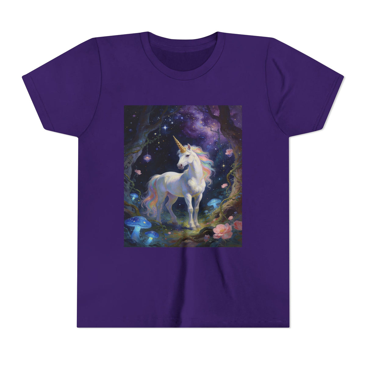 Youth Unicorn Tee — Magical Night Forest Unicorn Graphic Shirt
