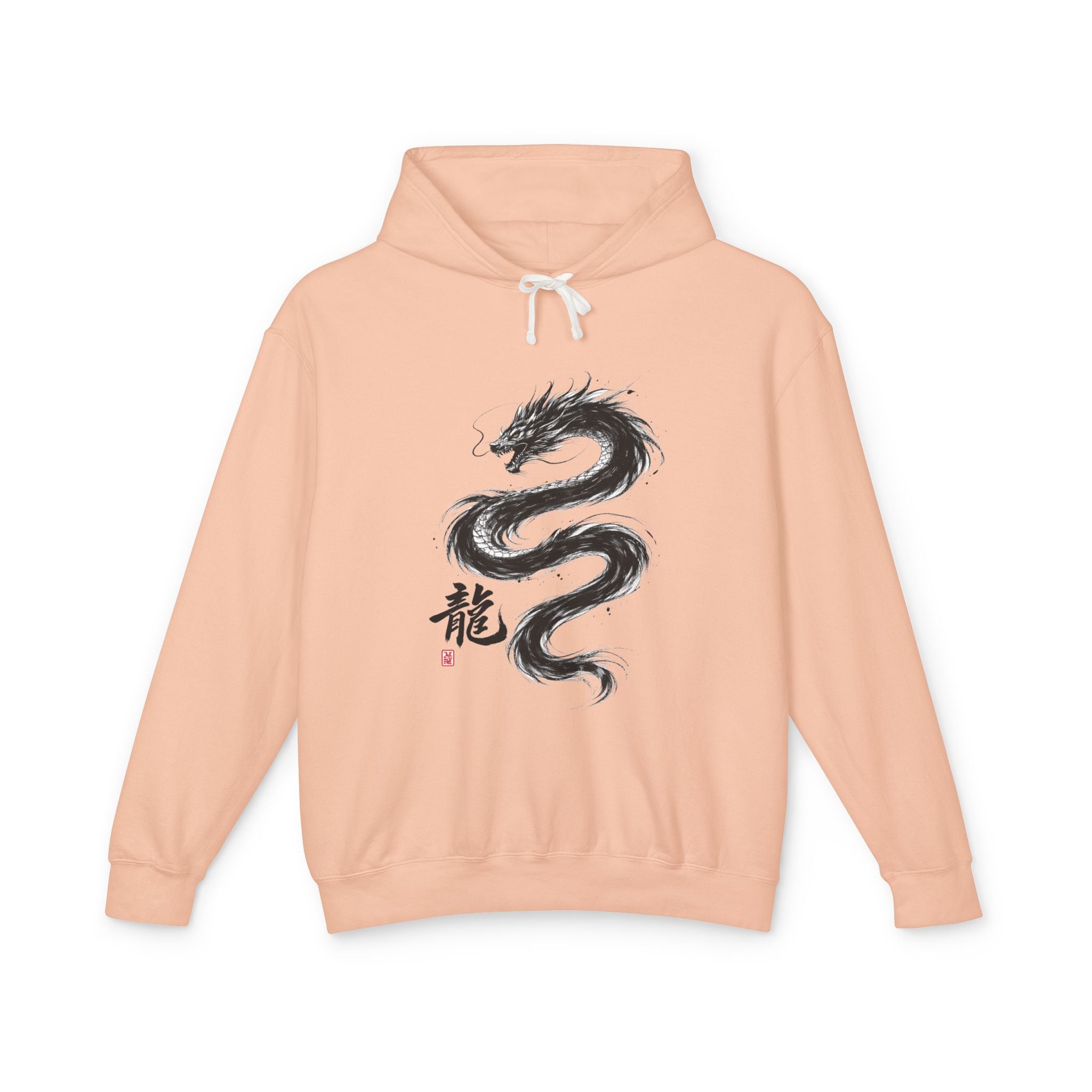 Dragon Ink Hoodie — Oriental Brush Stroke Dragon Sweatshirt