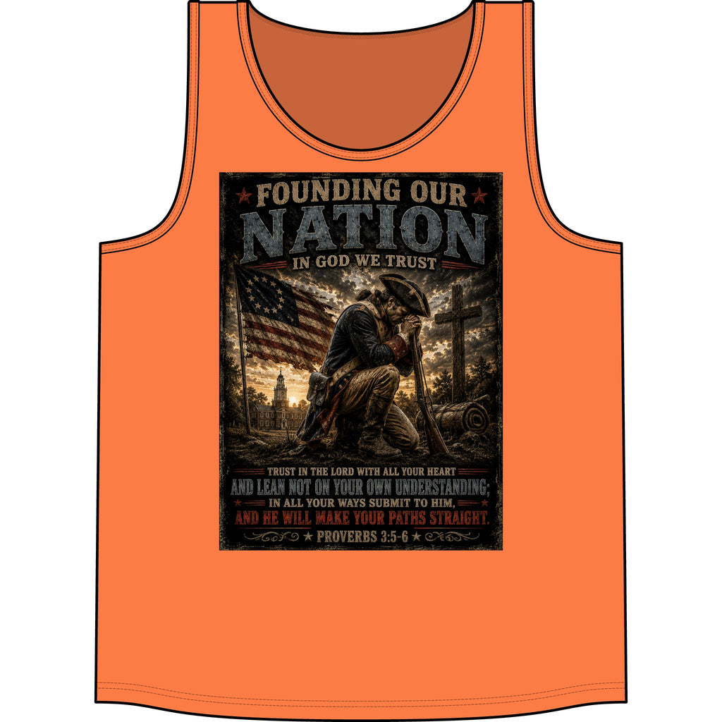 Founding Our Nation Tank Top — Patriotic Christian Veteran USA Flag Design (Proverbs 3:5-6)