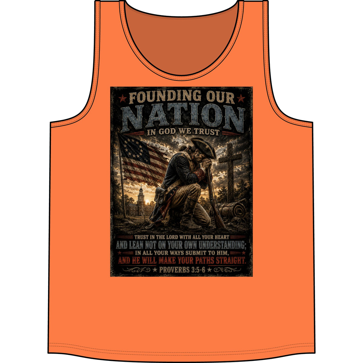 Founding Our Nation Tank Top — Patriotic Christian Veteran USA Flag Design (Proverbs 3:5-6)
