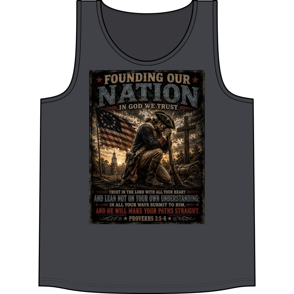 Founding Our Nation Tank Top — Patriotic Christian Veteran USA Flag Design (Proverbs 3:5-6)