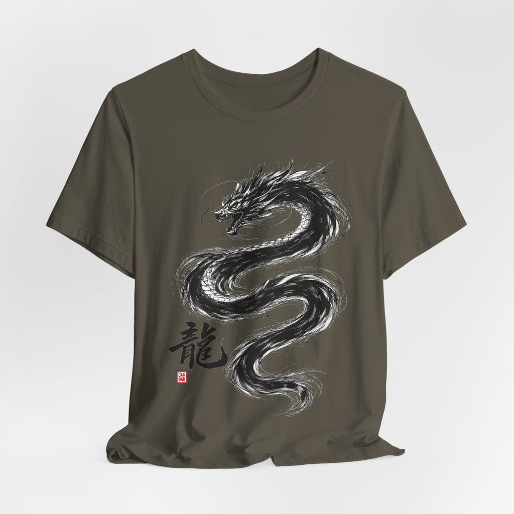 Dragon Brushstroke Tee — Asian Ink Dragon T-Shirt