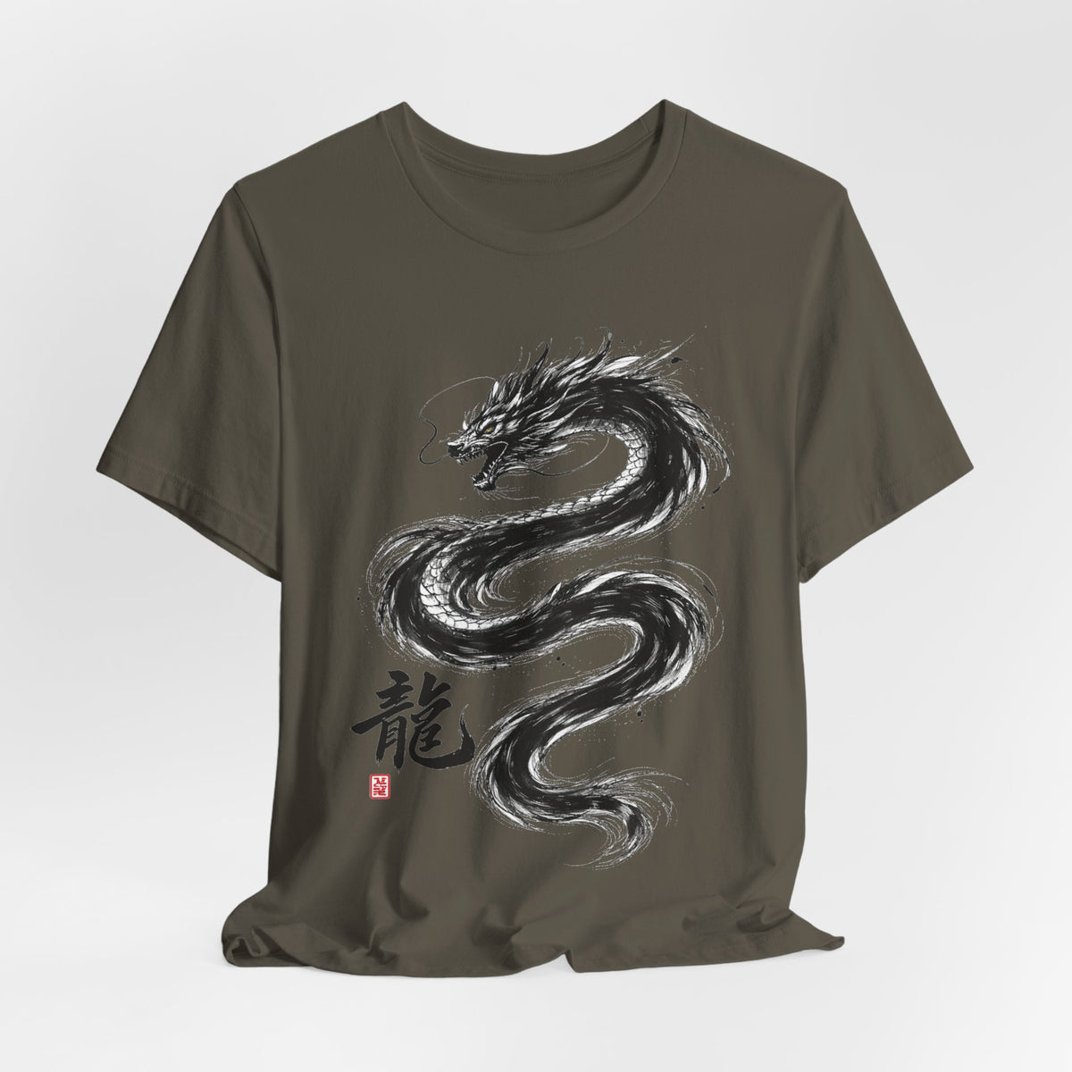 Dragon Brushstroke Tee — Asian Ink Dragon T-Shirt