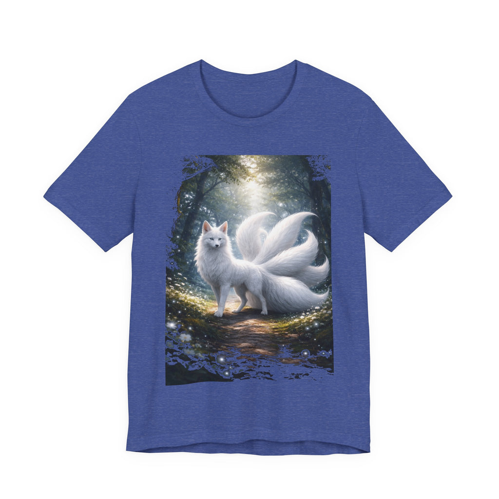 Nine-Tailed Fox Fantasy T-Shirt — Mystical White Kitsune Forest Tee