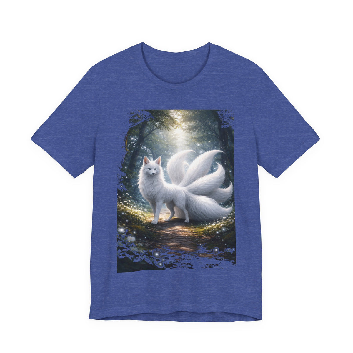Nine-Tailed Fox Fantasy T-Shirt — Mystical White Kitsune Forest Tee