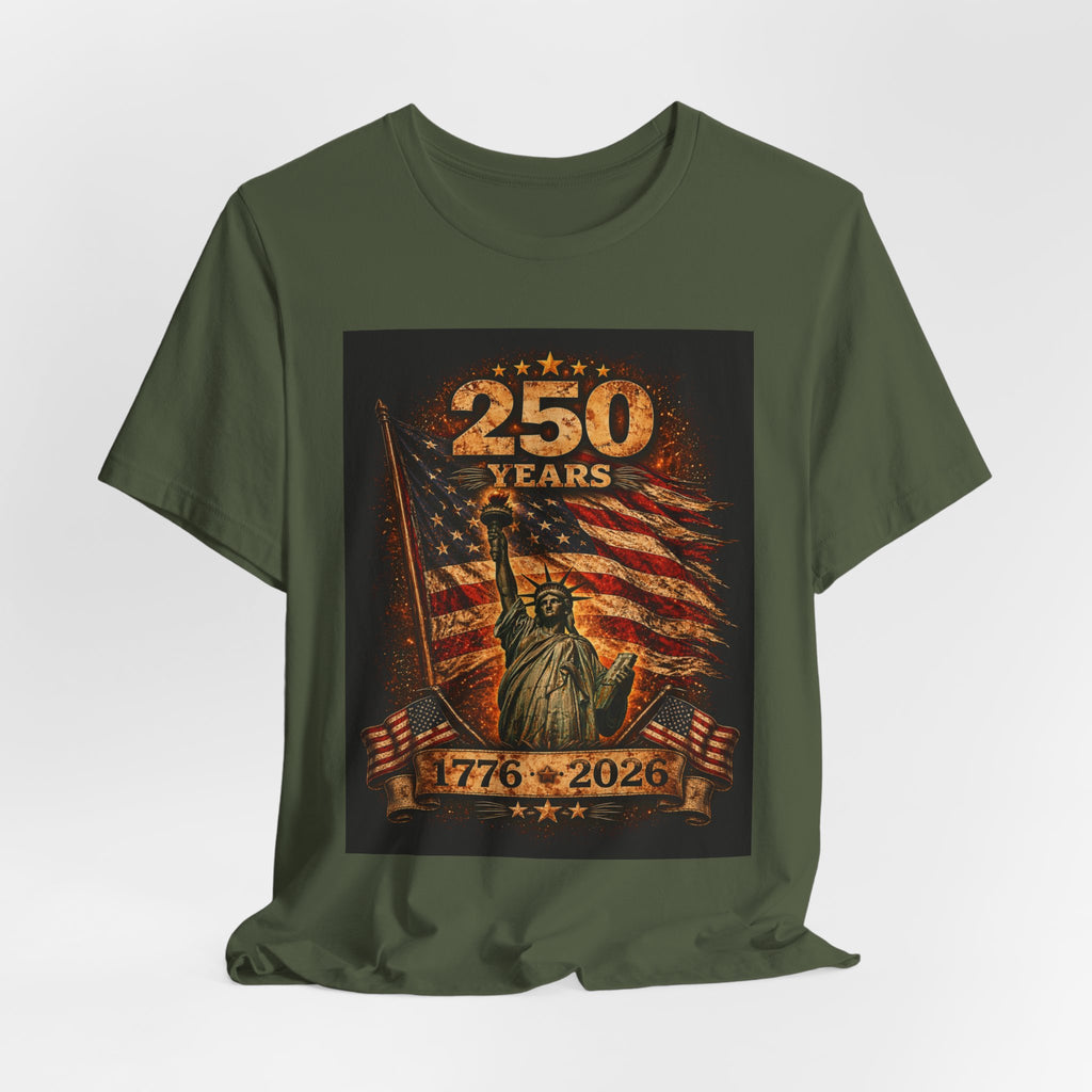 250 Years USA Liberty T-Shirt – 1776-2026 American Flag & Statue of Liberty Tee