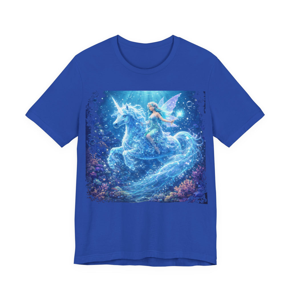 Mystical Blue Unicorn & Fairy Tee — Fantasy Magic Horse T-Shirt