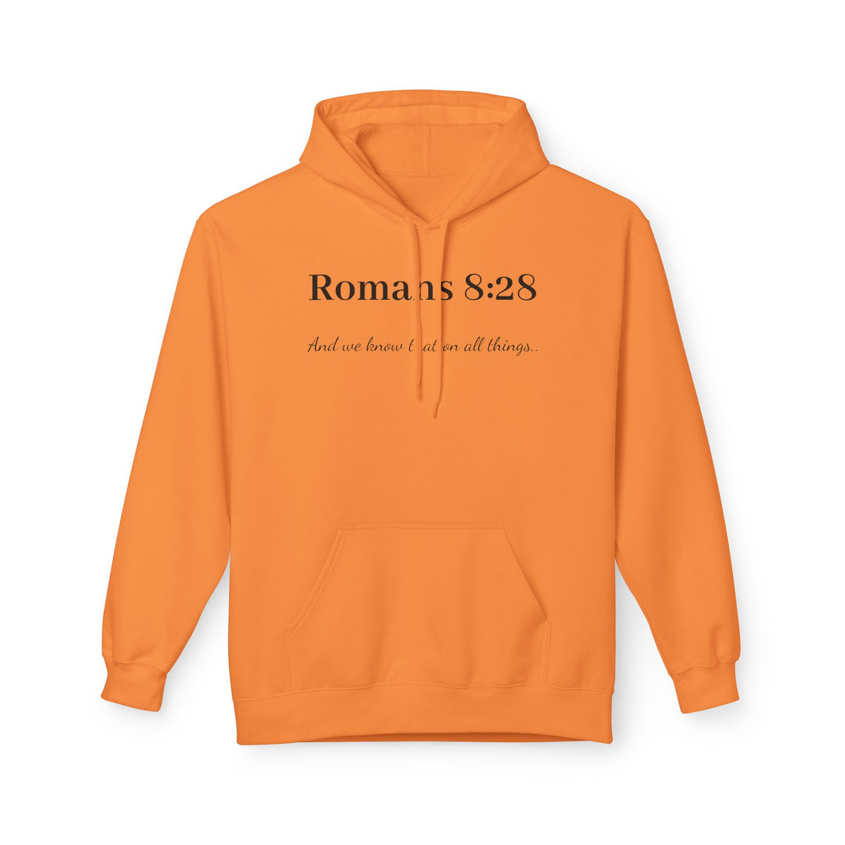 Romans 8:28 Hoodie — "And we know all things" Christian Faith Pullover