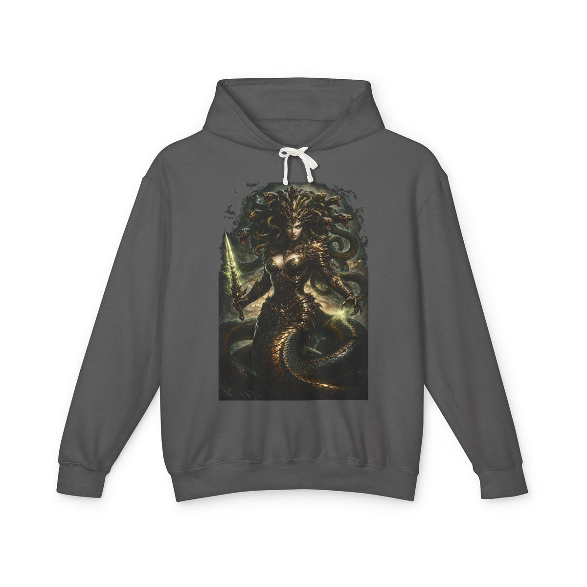 Medusa Fantasy Art Hoodie — Dark Mythological Serpent Goddess Sweatshirt