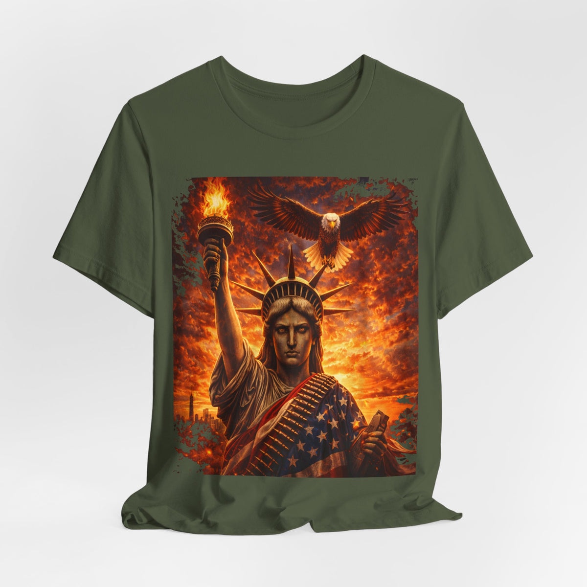 Statue of Liberty Eagle Graphic Tee — Patriotic American Flag T-Shirt