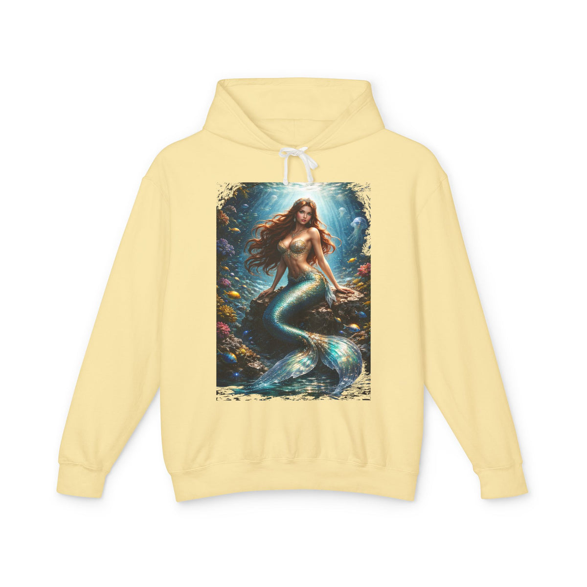 Mermaid Art Hooded Sweatshirt — Mystical Ocean Fantasy Hoodie