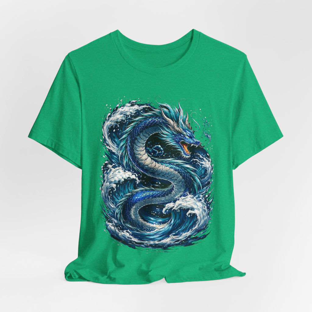 Ocean Dragon Graphic Tee — Blue Wave Serpent T-Shirt