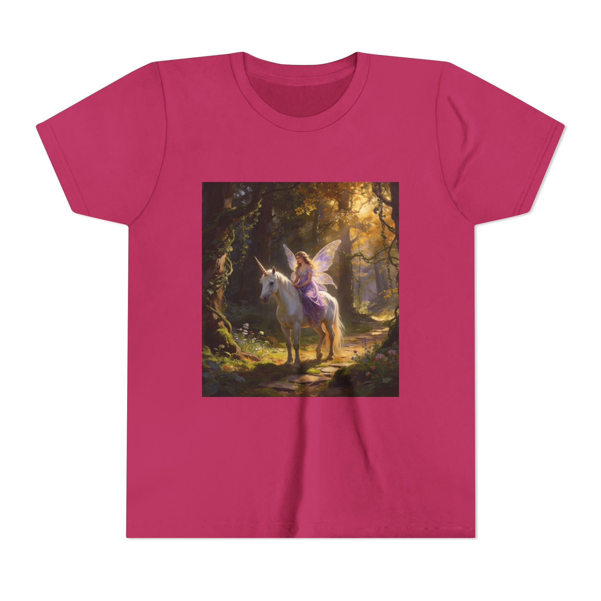 Youth Tee — Enchanted Unicorn & Fairy Forest Graphic