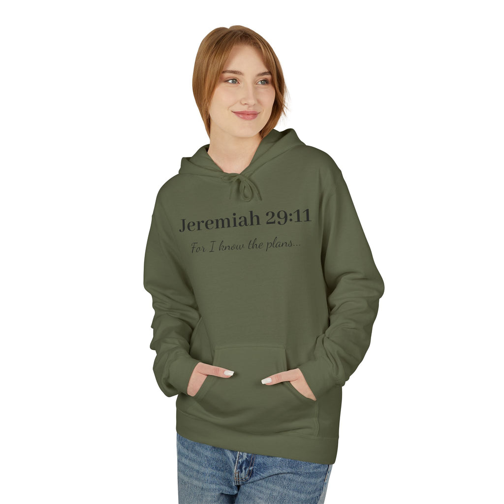 Jeremiah 29:11 Faith Hoodie — "For I know the plans" Inspirational Christian Pullover