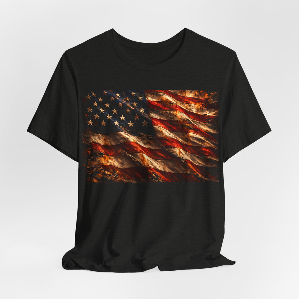 American Flag T-Shirt — Vintage Distressed Stars & Stripes Tee