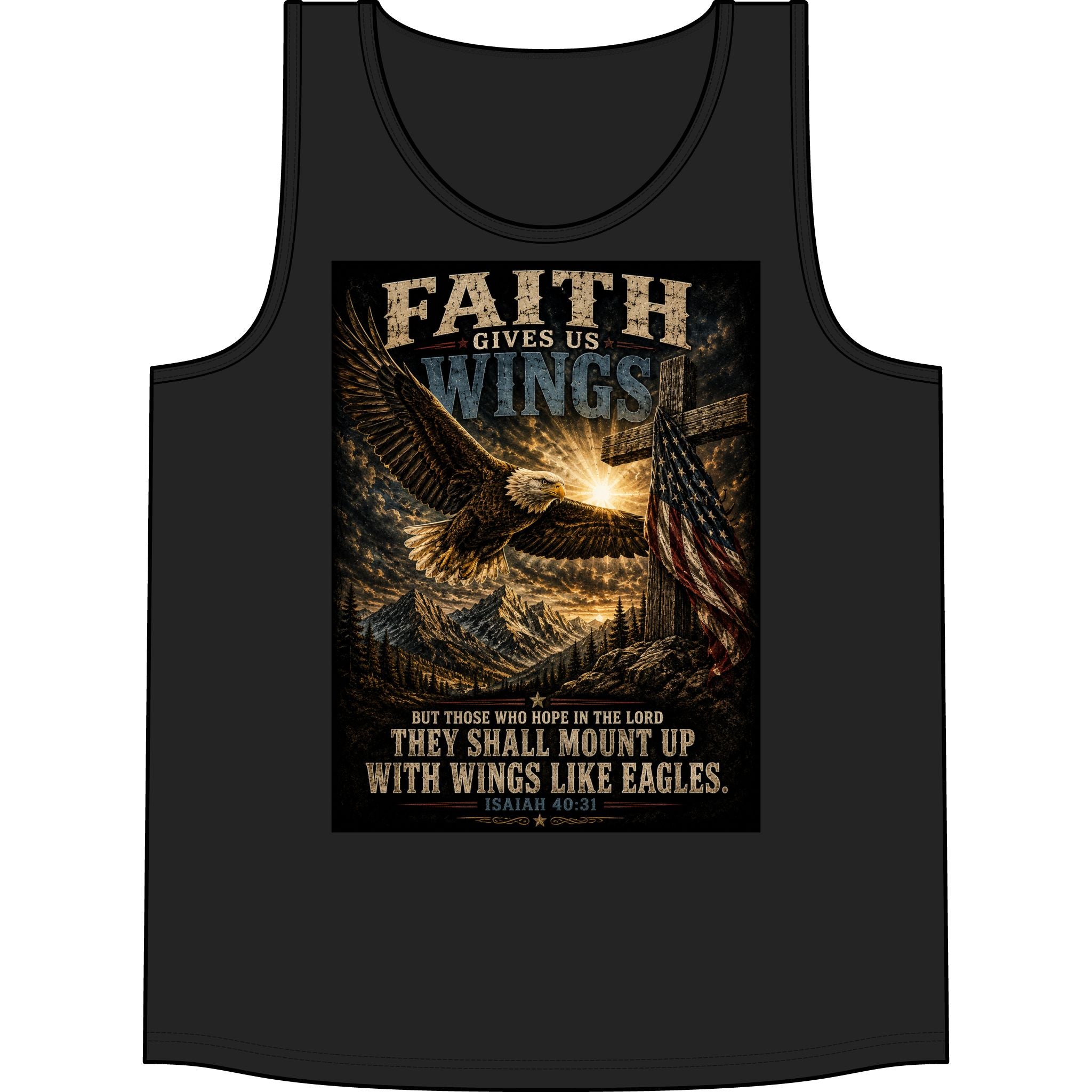 Faith Gives Us Wings Tank Top — Isaiah 40:31 Eagle Christian Tank