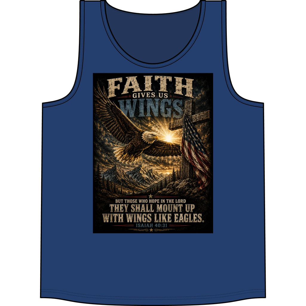 Faith Gives Us Wings Tank Top — Isaiah 40:31 Eagle Christian Tank