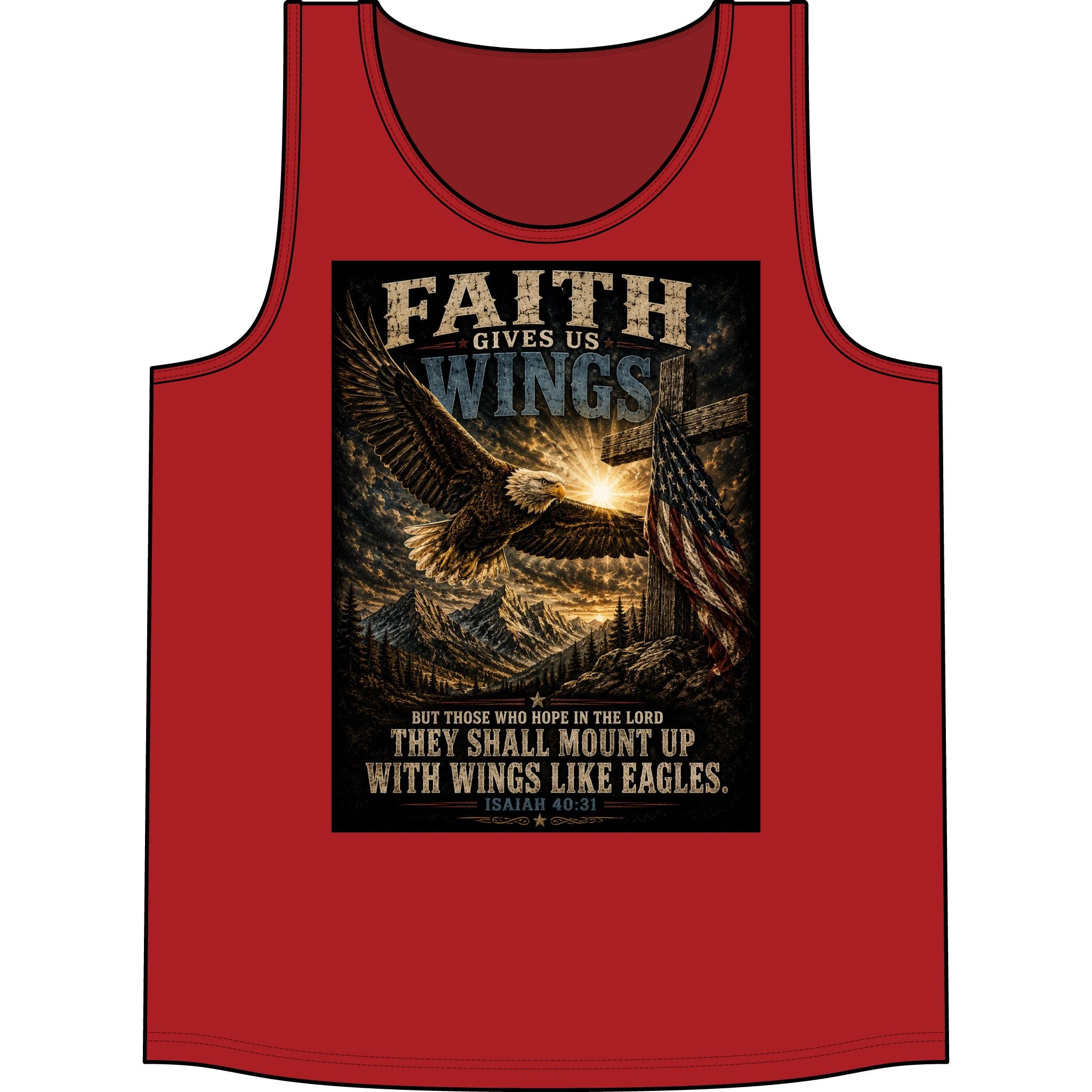 Faith Gives Us Wings Tank Top — Isaiah 40:31 Eagle Christian Tank