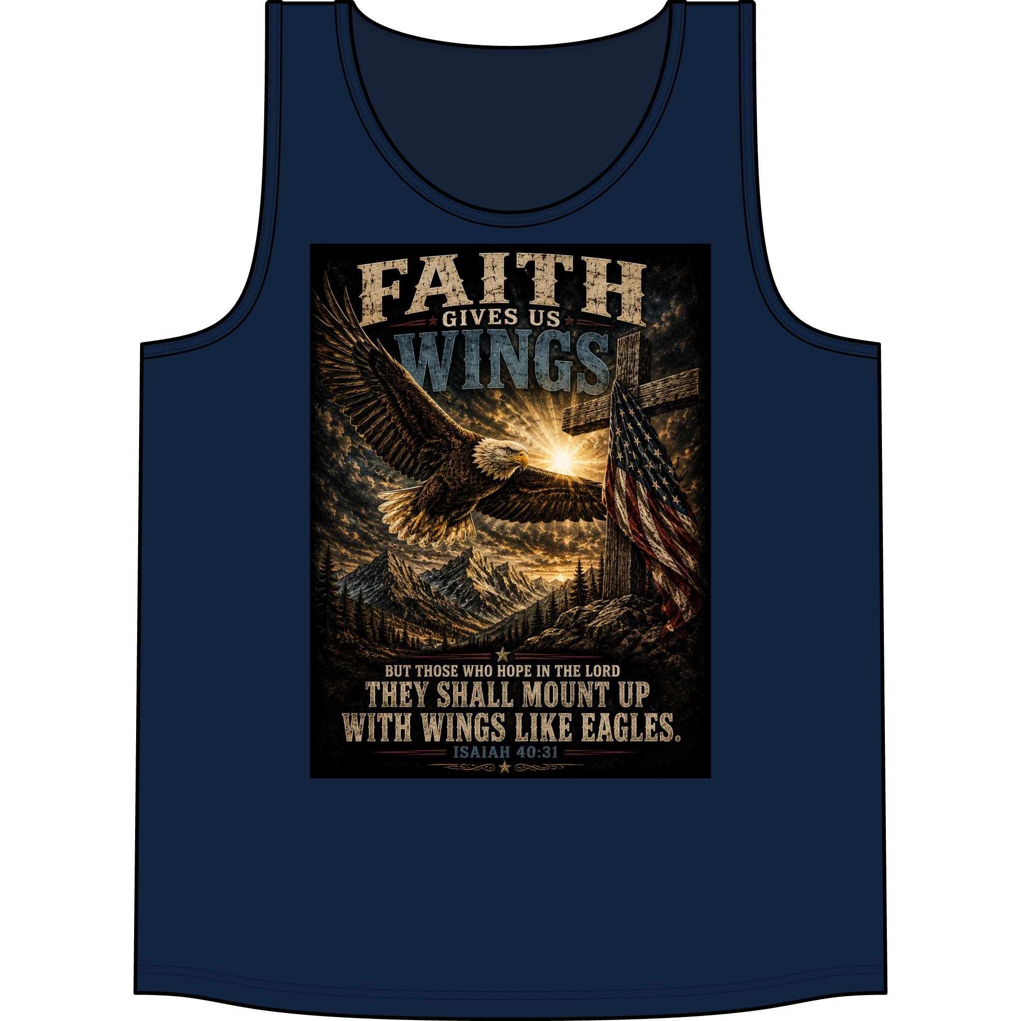 Faith Gives Us Wings Tank Top — Isaiah 40:31 Eagle Christian Tank