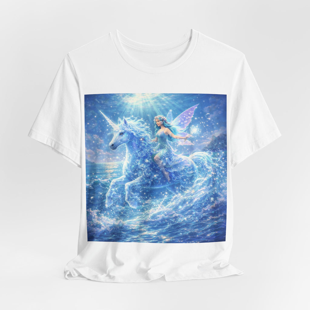 Mystic Sea Unicorn Tee — Fairy Riding Pegasus Surfing Ocean Graphic T-Shirt