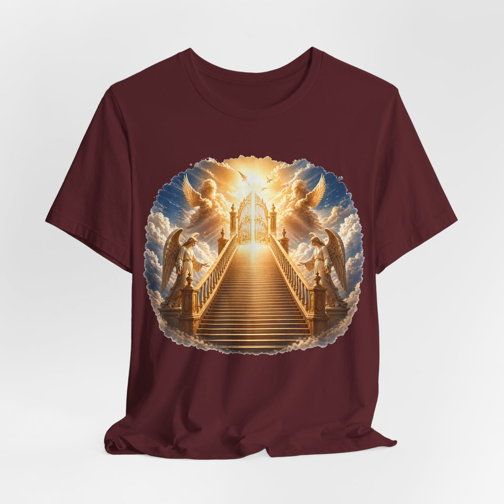 Heavenly Golden Stairway T‑Shirt — Angelic Gates Spiritual Tee