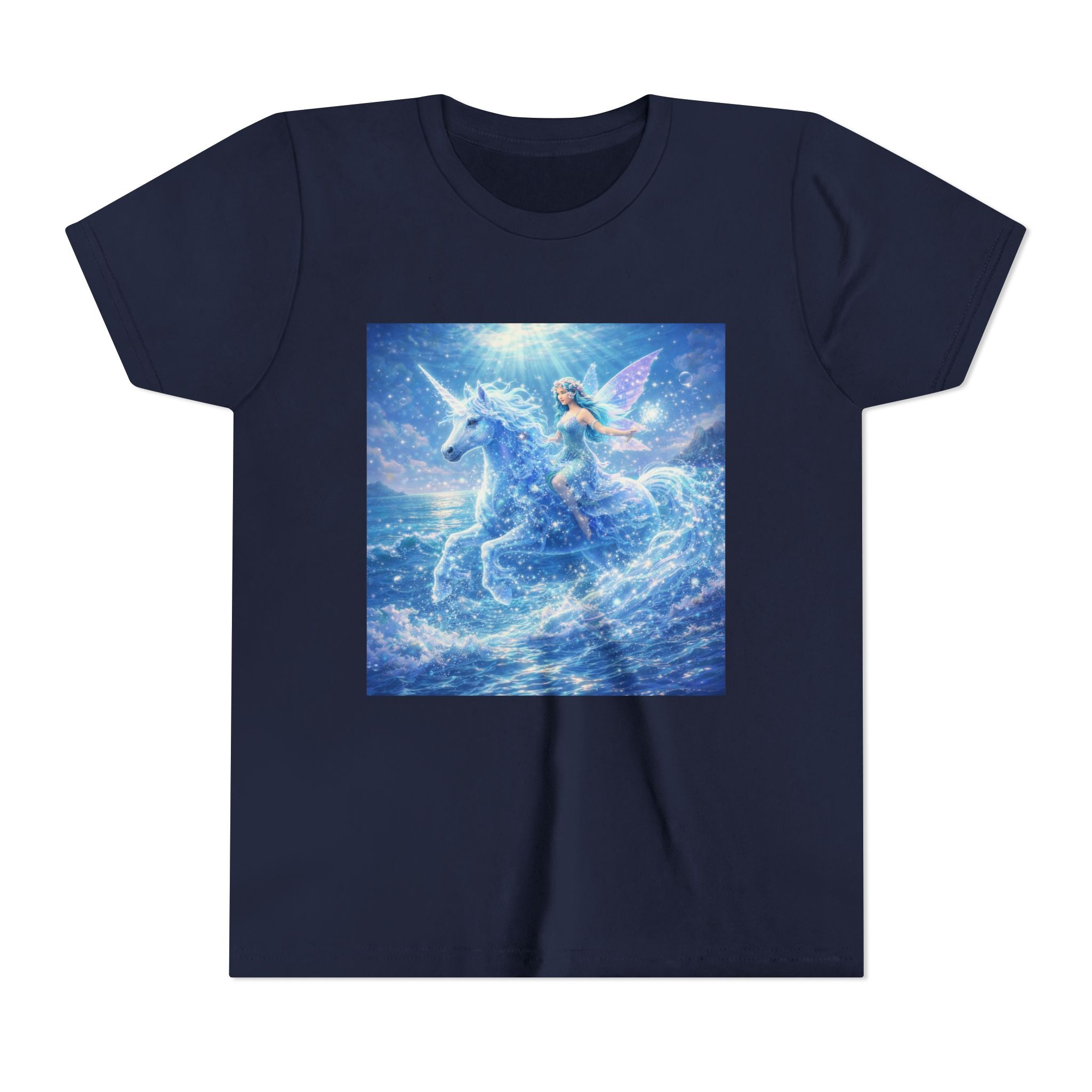 Kids Unicorn Fairy Tee — Magical Blue Pegasus Graphic Youth T-Shirt