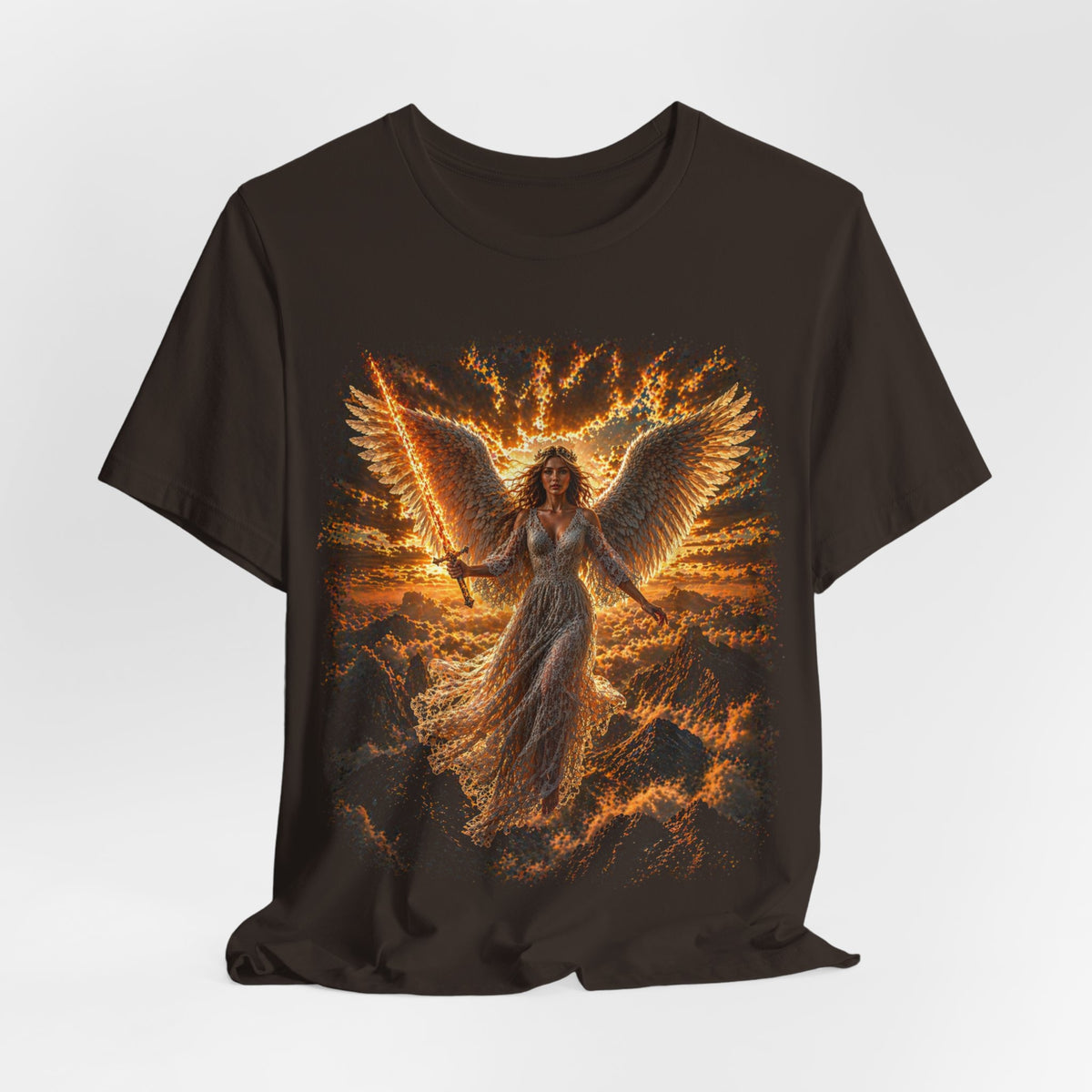 Angel Wings Graphic Tee — Fiery Guardian Angel Design
