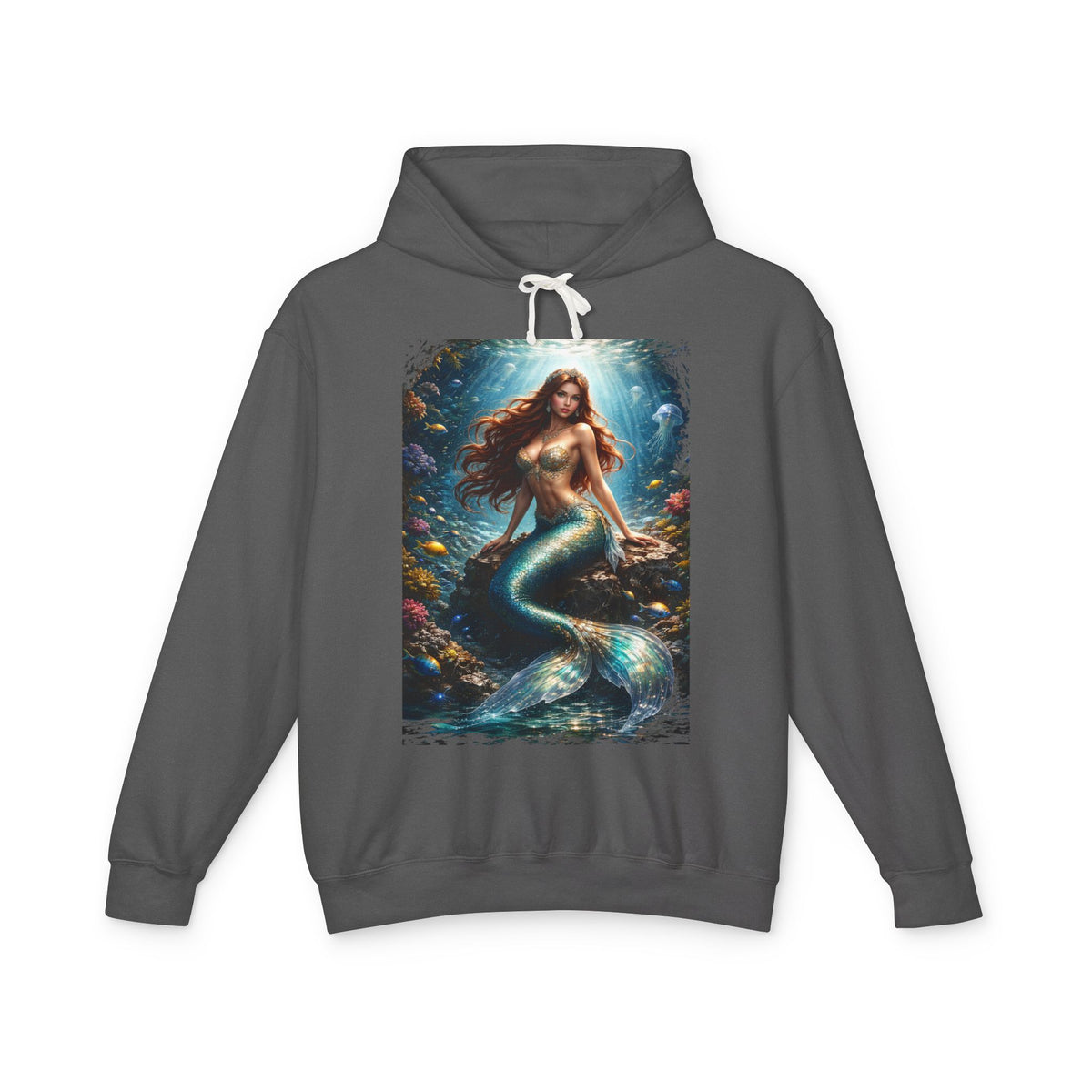 Mermaid Art Hooded Sweatshirt — Mystical Ocean Fantasy Hoodie